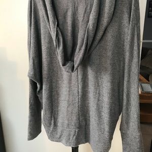Mid-length Gray hooded cardigan